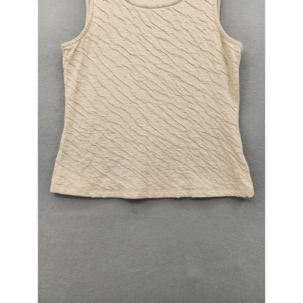 C&C California Tank Top Womens‎ Medium Beige Textured Sleeveless Cotton Stretch